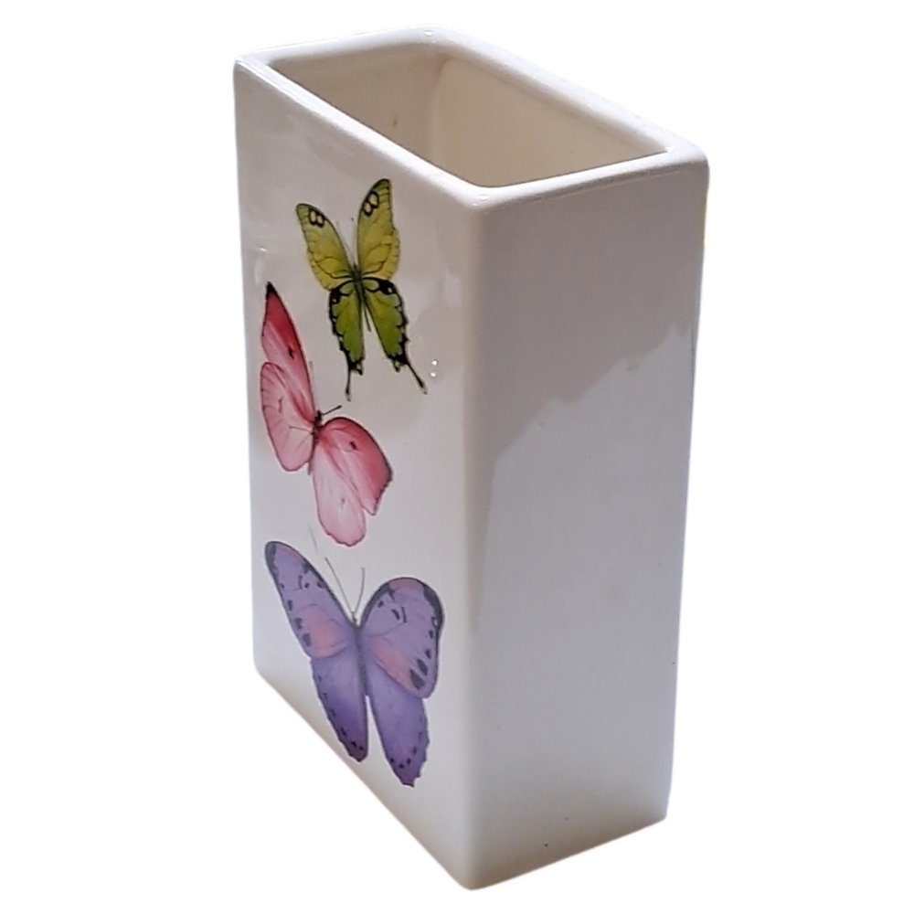 Teleflora ~ Colorful Butterflies Rectangular Glass Vase - Picture 5 of 7